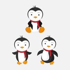 illustration vector graphic of cute penguin animal character cartoon isolated, perfect for cover, book, birthday card, gift card, wrap paper, sticker, t-shirt, memo, decoration