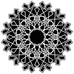 mandala art in a strong black vintage style