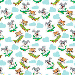 seamless pattern with funny animals