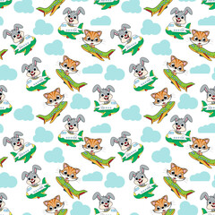 seamless pattern with funny animals