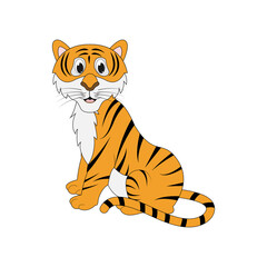 illustration vector graphic of cute tiger animal character cartoon isolated, perfect for cover, book, birthday card, gift card, wrap paper, sticker, t-shirt, memo, decoration