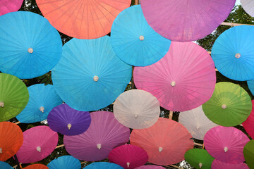 Colorful Paper umbrella handmade umbrella, Colorful umbrellas background