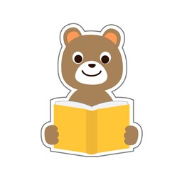 Fototapeta premium クマ 読書をしている動物アイコン