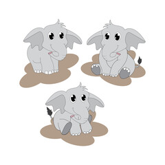 illustration vector graphic of cute elephant animal character cartoon isolated, perfect for cover, book, birthday card, gift card, wrap paper, sticker, t-shirt, memo, decoration