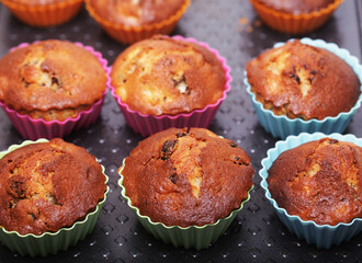 fresh pastries, cupcakes close up picture
