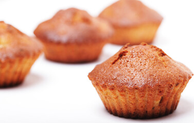 cupcakes on a white background, close up