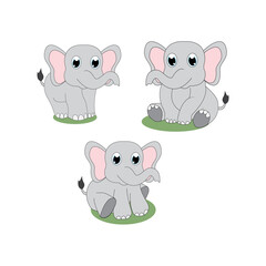 illustration vector graphic of cuteelephant animal character cartoon isolated, perfect for cover, book, birthday card, gift card, wrap paper, sticker, t-shirt, memo, decoration