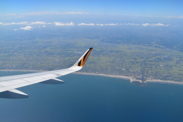 Fototapeta na wymiar The view of Chiba from an airplane in Japan