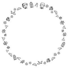 七五三のフレーム　1色　円形