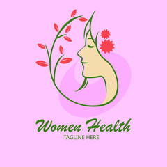 logo for beauty salon with woman and flower shape