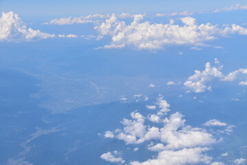 Fototapeta premium The view of Yamanashi from an airplane in Japan