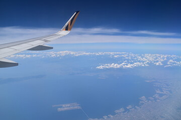 Fototapeta premium The view of Kansai from an airplane in Japan
