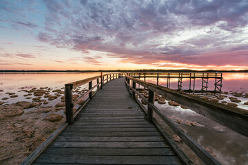 Fototapeta na wymiar Twilight at the Thrombolites at Lake Clifton in the Peel Region (Mandurah), south of Perth, Western Australia.