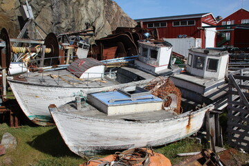 Fototapeta na wymiar Scene in the town of Sisimiut, Greenland.