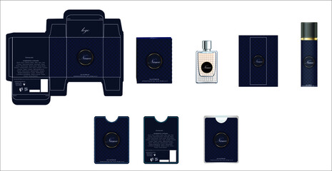 Packaging design, perfume luxury box design template and mock up box. Illustration vector.