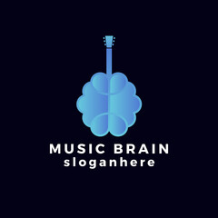 Brain and guitar combination logo concept