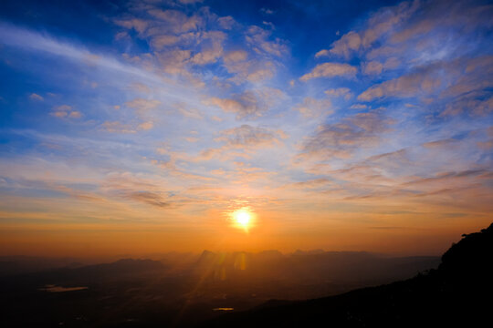 The morning sun at Pha Nok Aen Phukradueng, Loei Province, Thailand