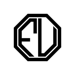 FU initial monogram logo, octagon shape, black color