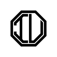 IU initial monogram logo, octagon shape, black color