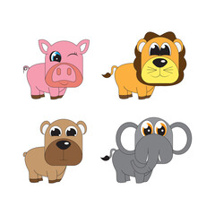 illustration vector graphic of cute animal character cartoon isolated, perfect for cover, book, birthday card, gift card, wrap paper, sticker, t-shirt, memo, decoration