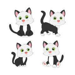 Fototapeta na wymiar illustration vector graphic of cute cat animal character cartoon isolated, perfect for cover, book, birthday card, gift card, wrap paper, sticker, t-shirt, memo, decoration