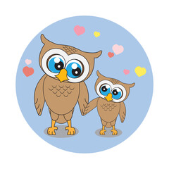 illustration vector graphic of cute owl animal character cartoon isolated, perfect for cover, book, birthday card, gift card, wrap paper, sticker, t-shirt, memo, decoration