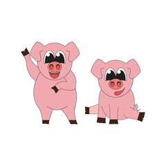 illustration vector graphic of cute pig animal character cartoon isolated, perfect for cover, book, birthday card, gift card, wrap paper, sticker, t-shirt, memo, decoration