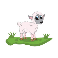 illustration vector graphic of cute sheep animal character cartoon isolated, perfect for cover, book, birthday card, gift card, wrap paper, sticker, t-shirt, memo, decoration