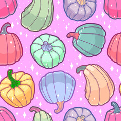 Seamless pattern of pumpkins