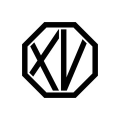 XV initial monogram logo, octagon shape, black color