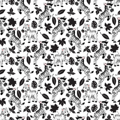 seamless pattern with zebra animal ornament