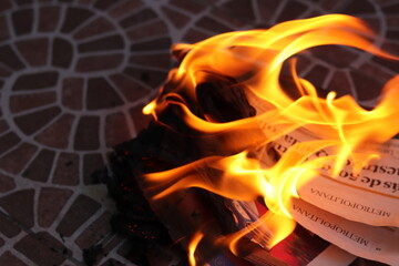 fire in the fireplace