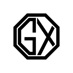 GX initial monogram logo, octagon shape, black color