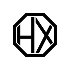 HX initial monogram logo, octagon shape, black color