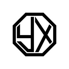 YX initial monogram logo, octagon shape, black color