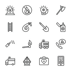 Fire Fighting Line Vector Icons 