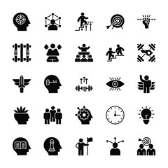 Skills Empowerment Leadership Development Qualities Glyph Icons 