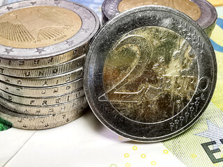 Nahaufnahme Euro Münzen