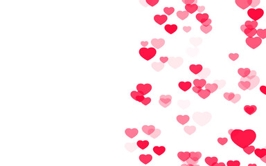 Valentine day pink hearts on white background.