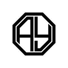AY initial monogram logo, octagon shape, black color