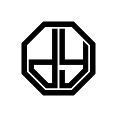 DY initial monogram logo, octagon shape, black color