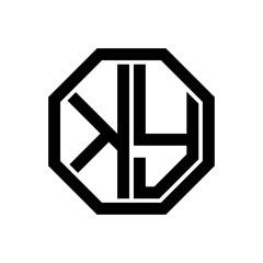 KY initial monogram logo, octagon shape, black color