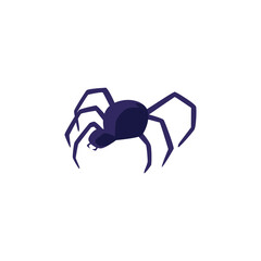 Black spider cartoon icon or sign, flat cartoon vector illustration isolated.