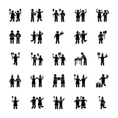 Birthday Kids Glyph Icons 