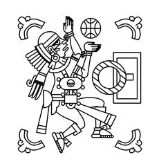 Aztec cacao pattern design with tribal elements.