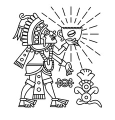 Aztec cacao pattern design with tribal elements.