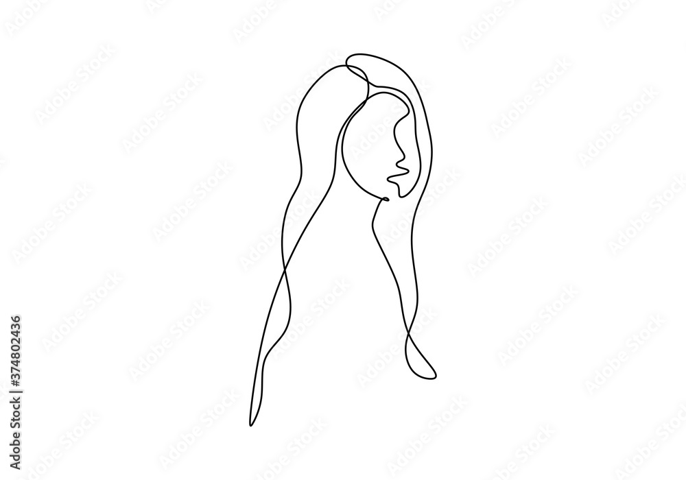 Aufkleber one continuous line of face abstract isolated on white background.