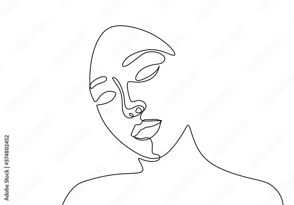 Poster continuous line drawing face abstract. minimalism vector isolated on white background.