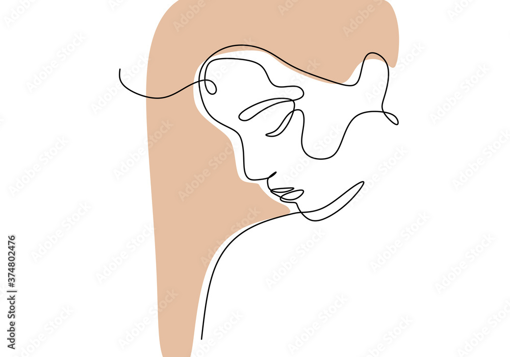 Poster continuous line drawing face abstract. minimalism vector isolated on white background.