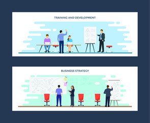 Training and Development, Business Strategy Flat Illustrations 